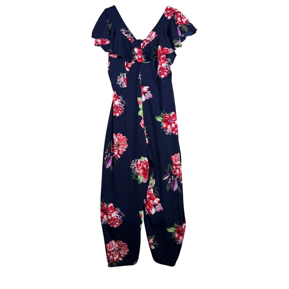 New Leslie Fay‎ Floral Print Jumpsuit size 16 Blue/Pink